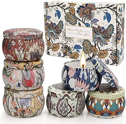 Scented Candles Gifts for Women, 6 Pack 4.4 Oz Sage Candles for Home Scented, Soy Wax Lavender Candle Set Aromatherapy Stress Relief Gift for Birthday Wedding Anniversary