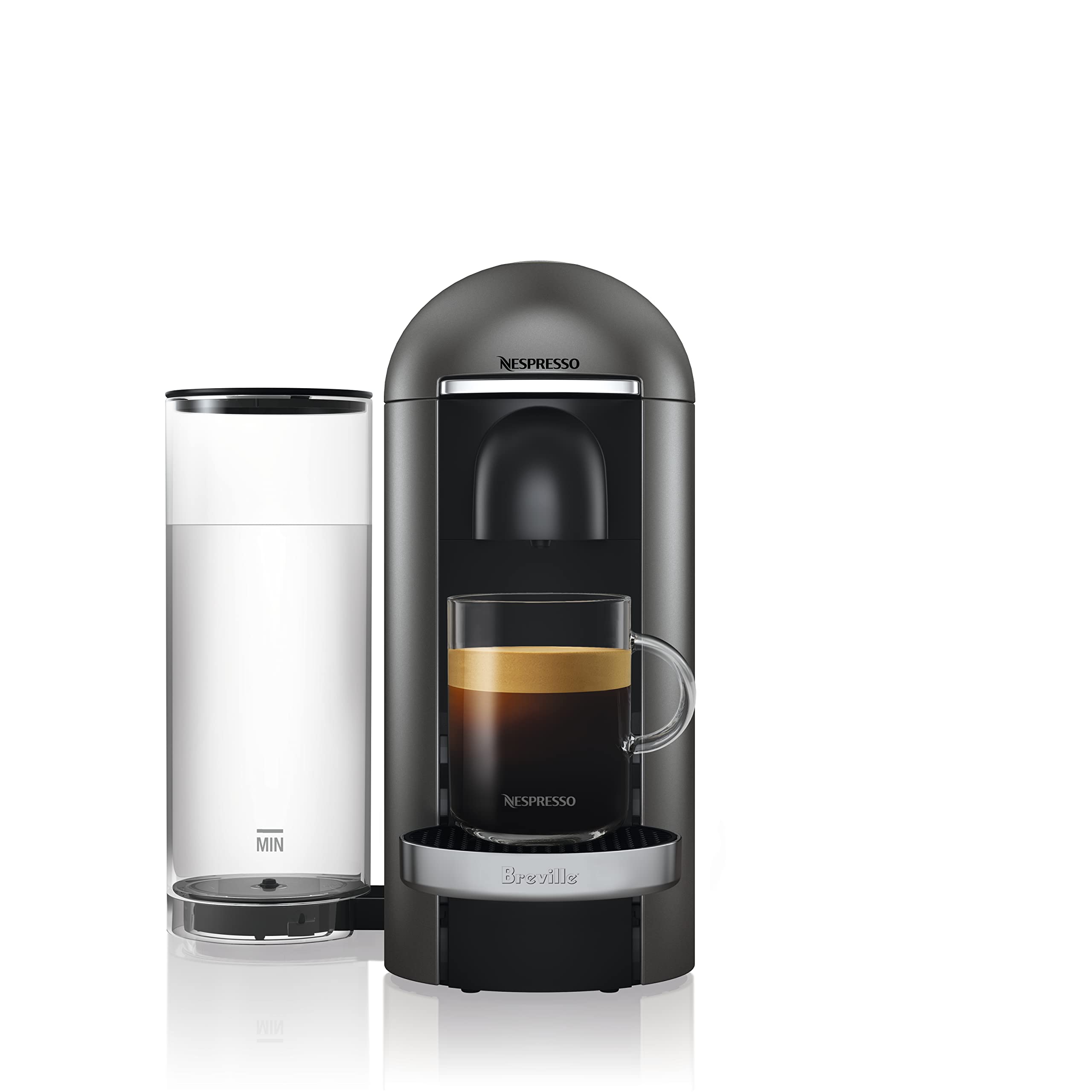Krups Nespresso Vertuo Plus Machine à café Capacité du réservoir : 1,7 l Titanium/acier inoxydable.