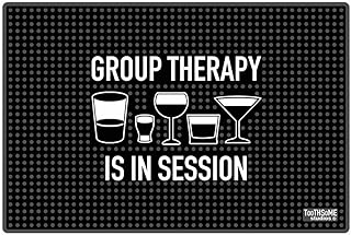 Group Therapy is In Session 17.7" x 11.8" Funny Bar Spill Mat Rail Countertop Accessory Home Pub Decor Slip Resistant Durable Thick Bar Covering for Craft Brewery Kitchen Cafe and Restaurant Accessory