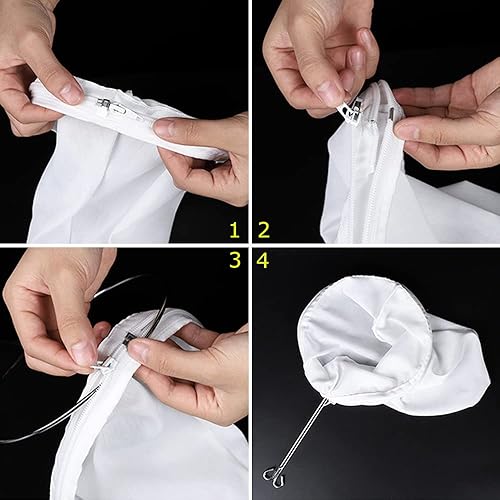 Miniatura 6 de WMKGG Bolsas de filtro de malla ultra fina, bolsas de filtro de malla reutilizables con marco de mango de acero inoxidable para filtrar leche de