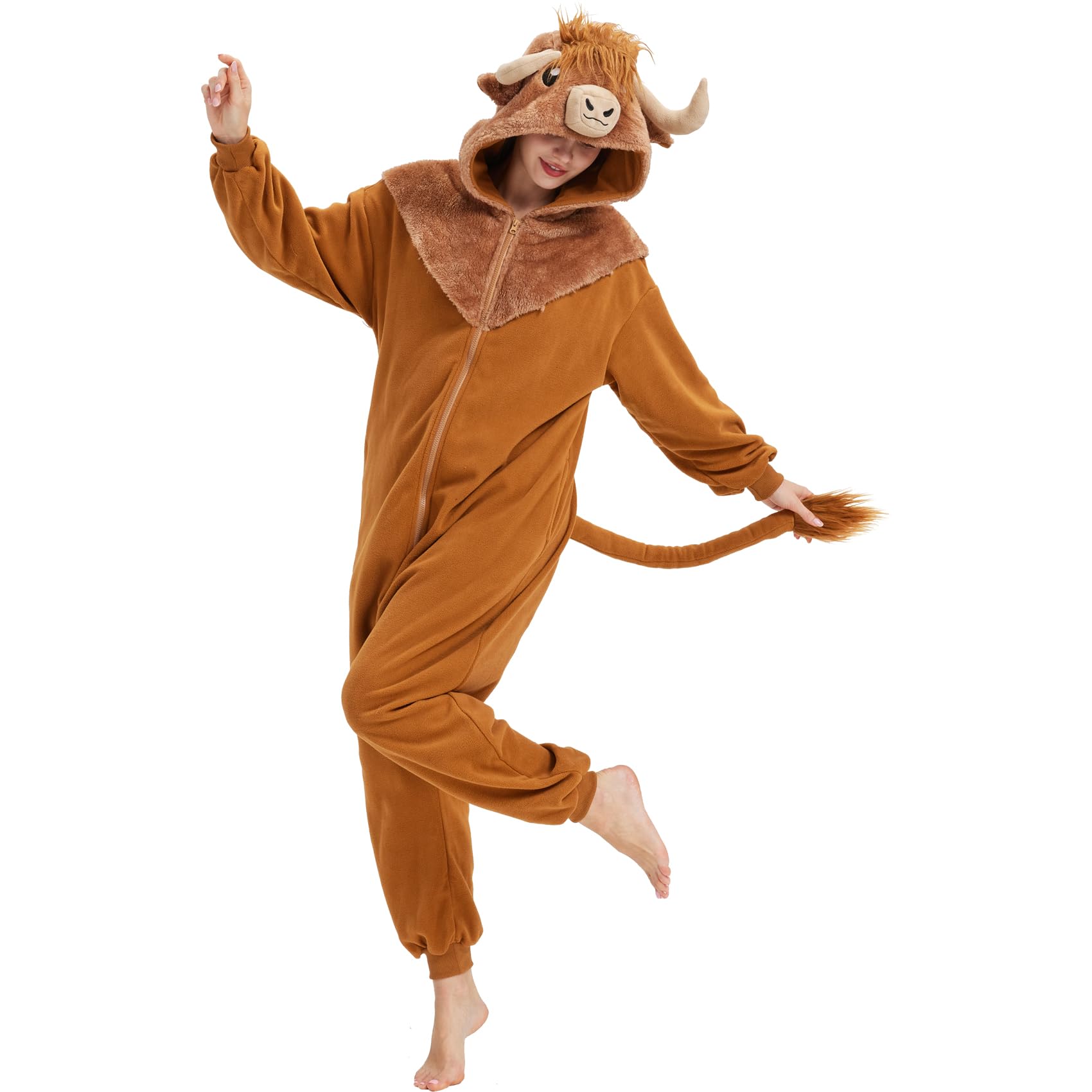 Pigiama unisex a forma di mucca delle Highlands, costume per Halloween, cosplay, pigiama, abbigliamento da notte