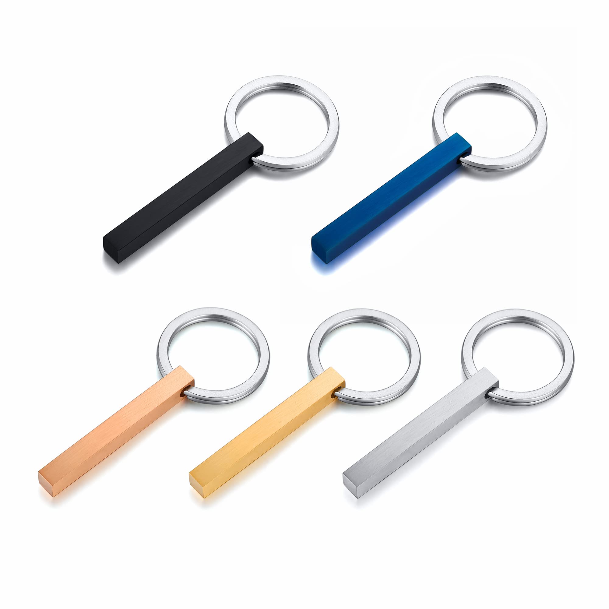 VNOX Portachiavi personalizzato personalizzato per coppie BFF Brothers Sisters Family Partner 4 lati nome 3D verticale Cuboid Bar portachiavi Bagagli/Borsa accessori