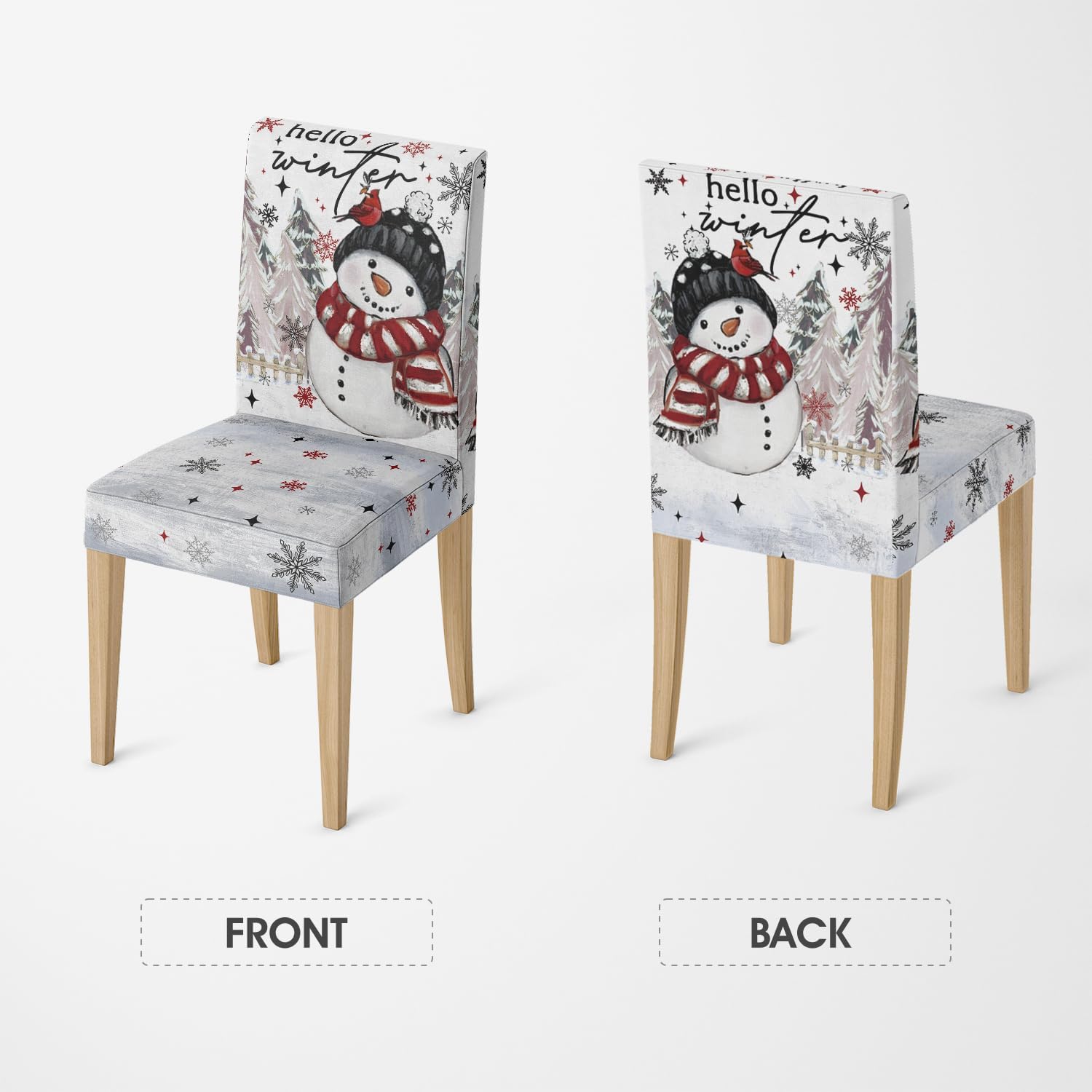 Horaldaily 6PCS Christmas Dining Chair Covers, Blue Snowman Stretch Removable Washable Slipcover Chair Protector for Dining Room Home Decor