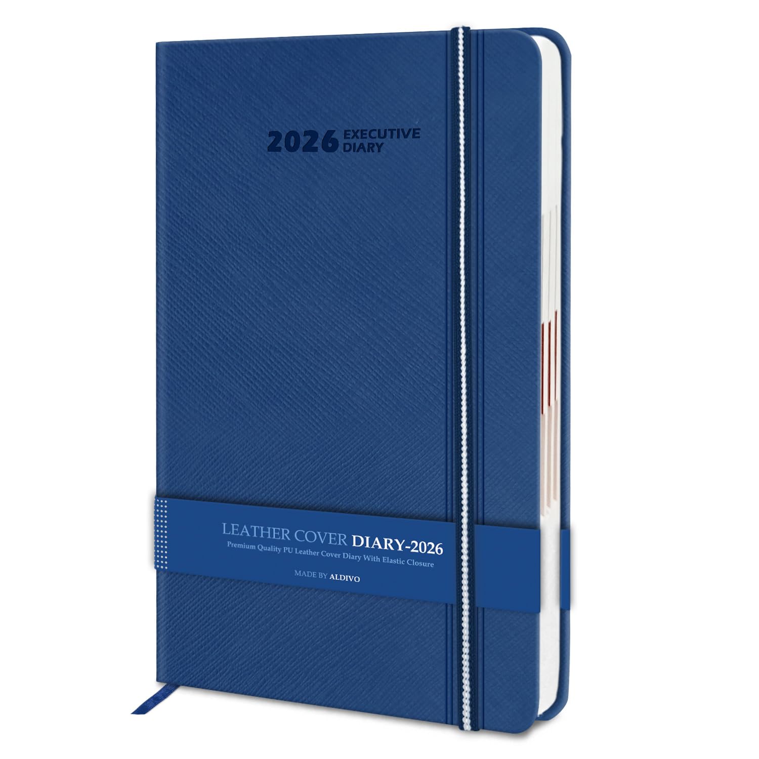 ALDIVO Signature Series Premium Blue Texture Leather Diary 2026