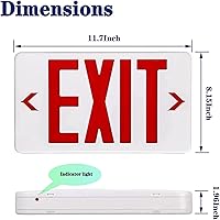 Vista 5 de Señal de salida con luz de emergencia, luz LED de salida con batería de respaldo, letra roja de doble cara, luz comercial de salida de emergencia