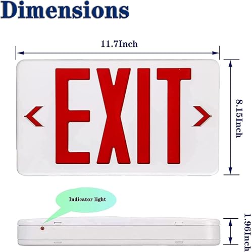 Miniatura 5 de Señal de salida con luz de emergencia, luz LED de salida con batería de respaldo, letra roja de doble cara, luz comercial de salida de emergencia,