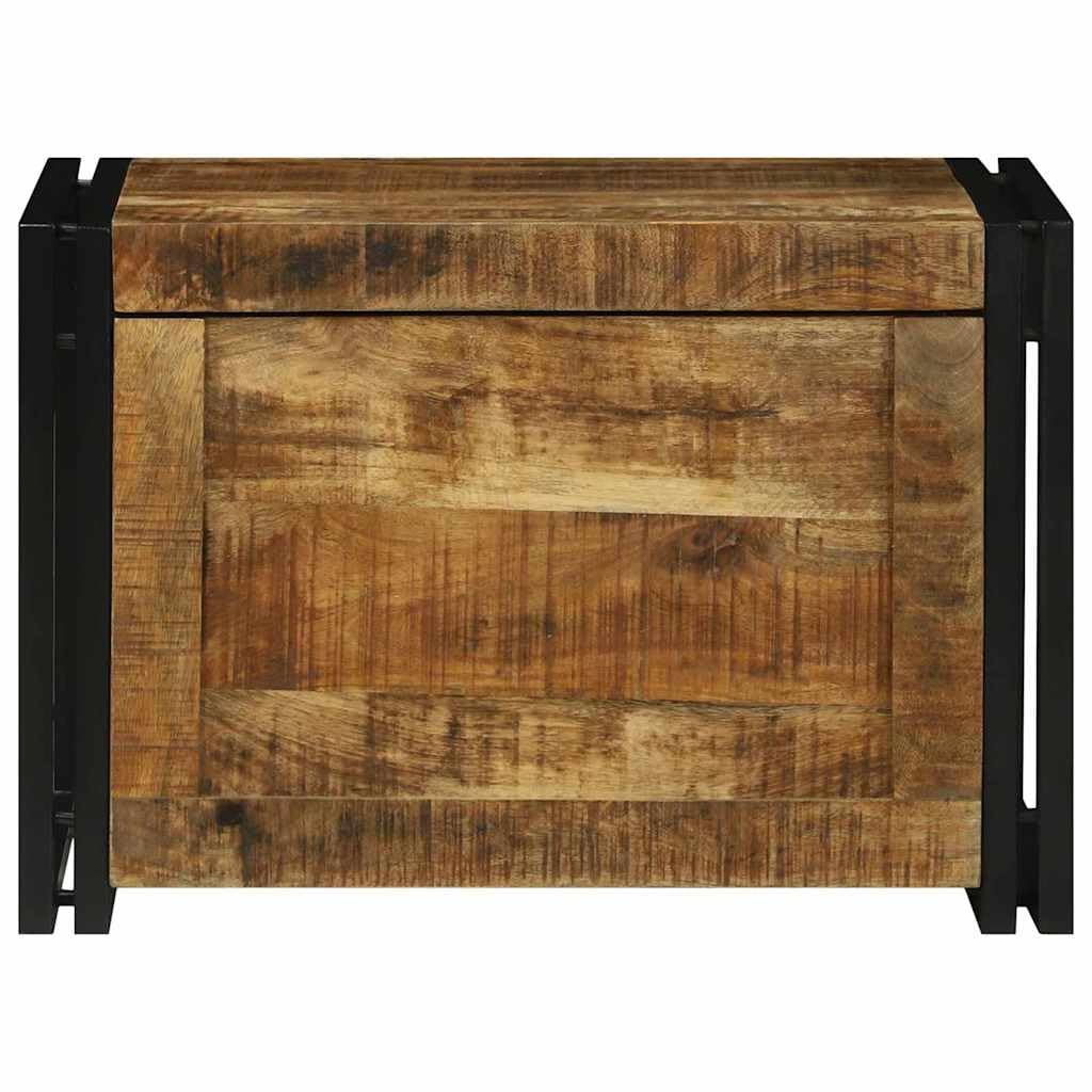 Aufbewahrungsbox Massivholz Mango 60x40x41 cm | Rustikales Design Braun Schwarz, Eisenrahmen, für Wohnzimmer, Decken Magazine