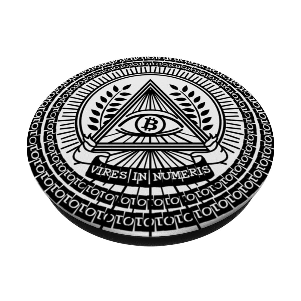 Amazon.com: BTC Logo Crypto Vires In Numeris Illuminati Bitcoin PopSockets  Standard PopGrip : Cell Phones & Accessories