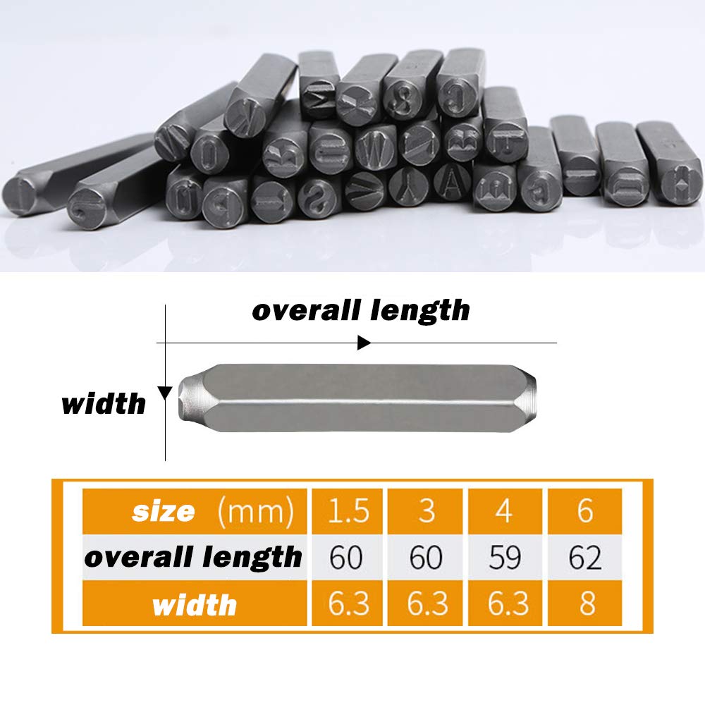 Juego de sellos para números y letras (36 piezas, juego de punzones/A-Z y 0-9), acero al carbono endurecido de grado industrial, 1,5 mm
