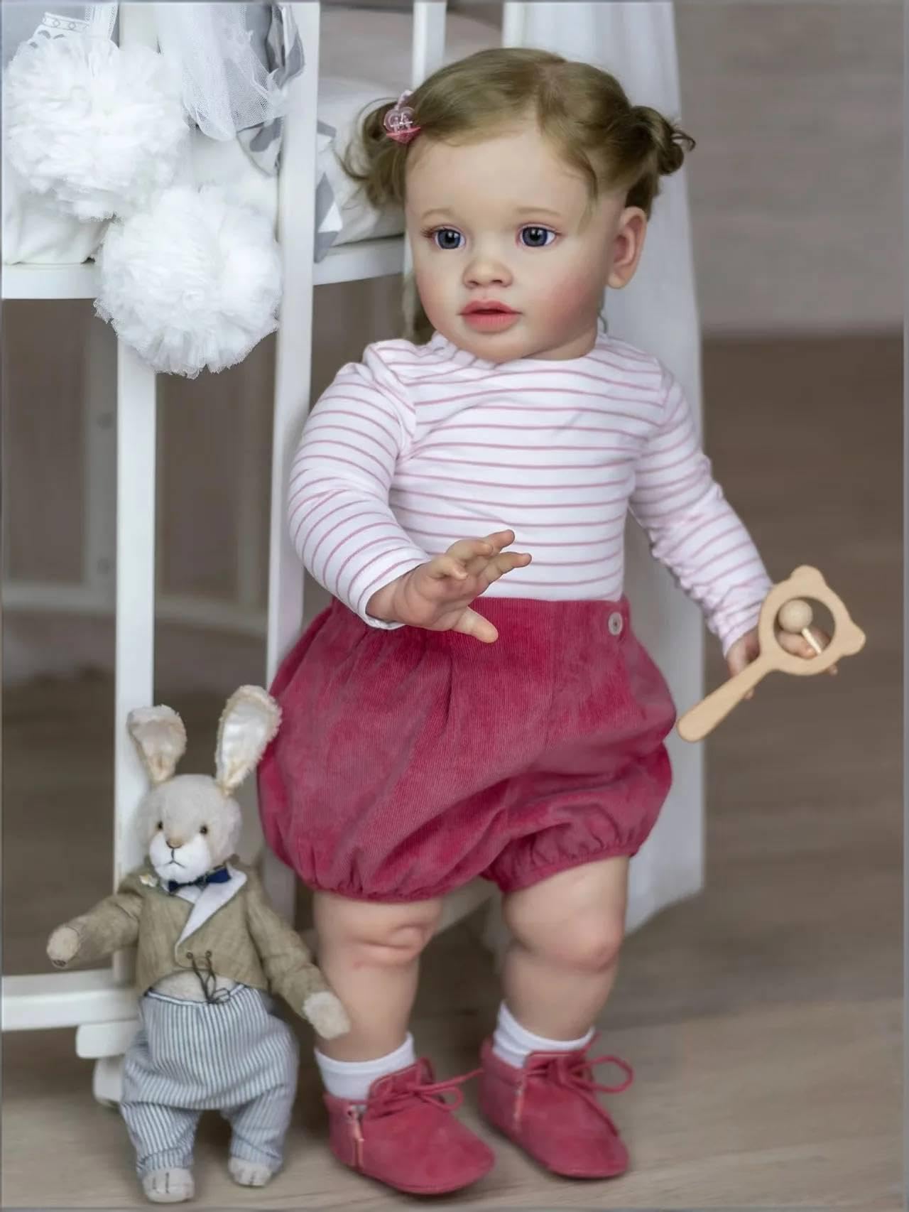 RXDOLL Duży rozmiar Prawdziwe Życie Reborn Maluch Lalki Dziewczyna Pippa, 66 cm Realistyczne Reborn Baby Dolls Miękkie Ciało Tkaniny, Ważone Realistyczne Lalki Niemowlęce, które wyglądają jak