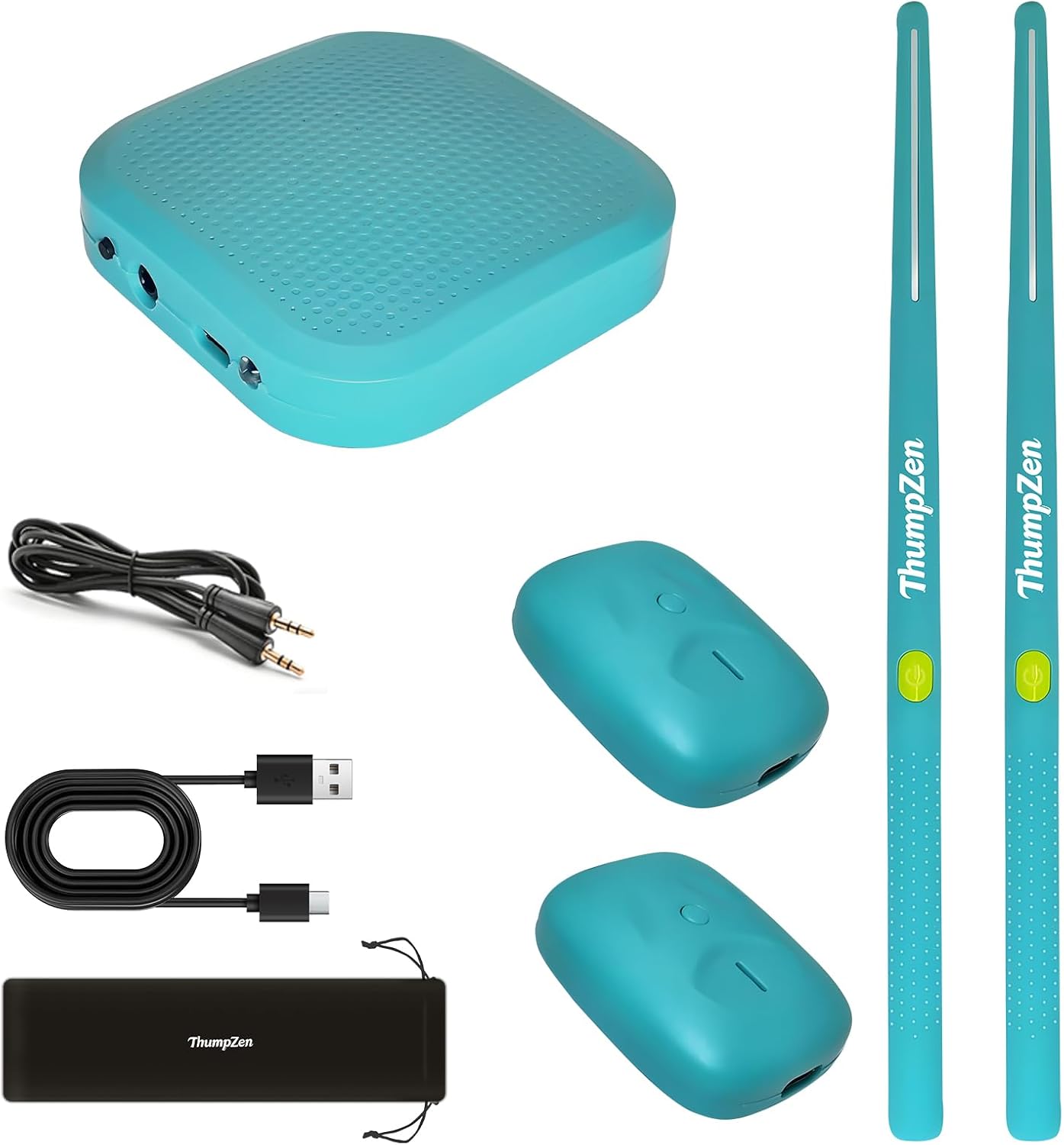 Air Drumsticks for Kids Teens & Adults, 3D Motion Sensing Virtual Drum Kit with RGB Lights & Headphone Silent Practice for Beginners & Drummers-BLUE