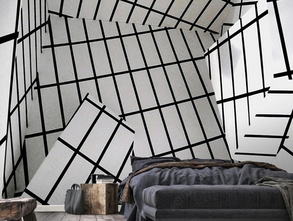 Papier Peint Intissé Géométrique Gris 200x140 cm pour Salon
