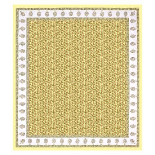 Image of BLOCKS OF INDIA Hand Block Printed 200 TC Cotton King Size Bedsheet (Mustard Anar)
