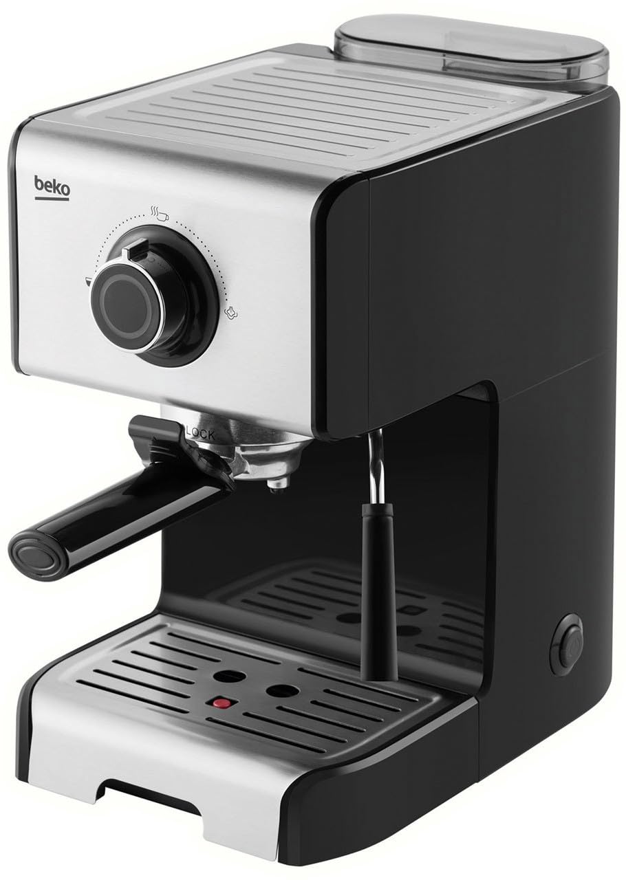 Beko - CEP5152B - Macchina Caffè Espresso Manuale, Montalatte Integrato, 1200 mL, 15 bar - Nero, 19,2 x 32 x 31,5h cm