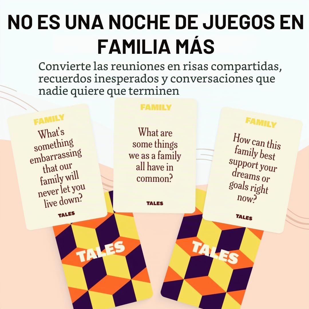 TALES Tarjetas de inicio de conversación, edición familiar, perfectas para juegos familiares para adultos, cenas familiares, noches de juegos, regalos, vacaciones y reuniones, indicaciones para