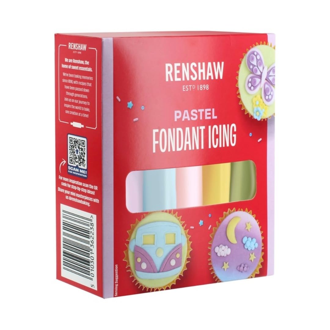 Renshaw Pastel Just Roll With It Fondant Icing Multipack - Ready to Roll Icing for Cakes, 5 x 100 g (Pack of 1)
