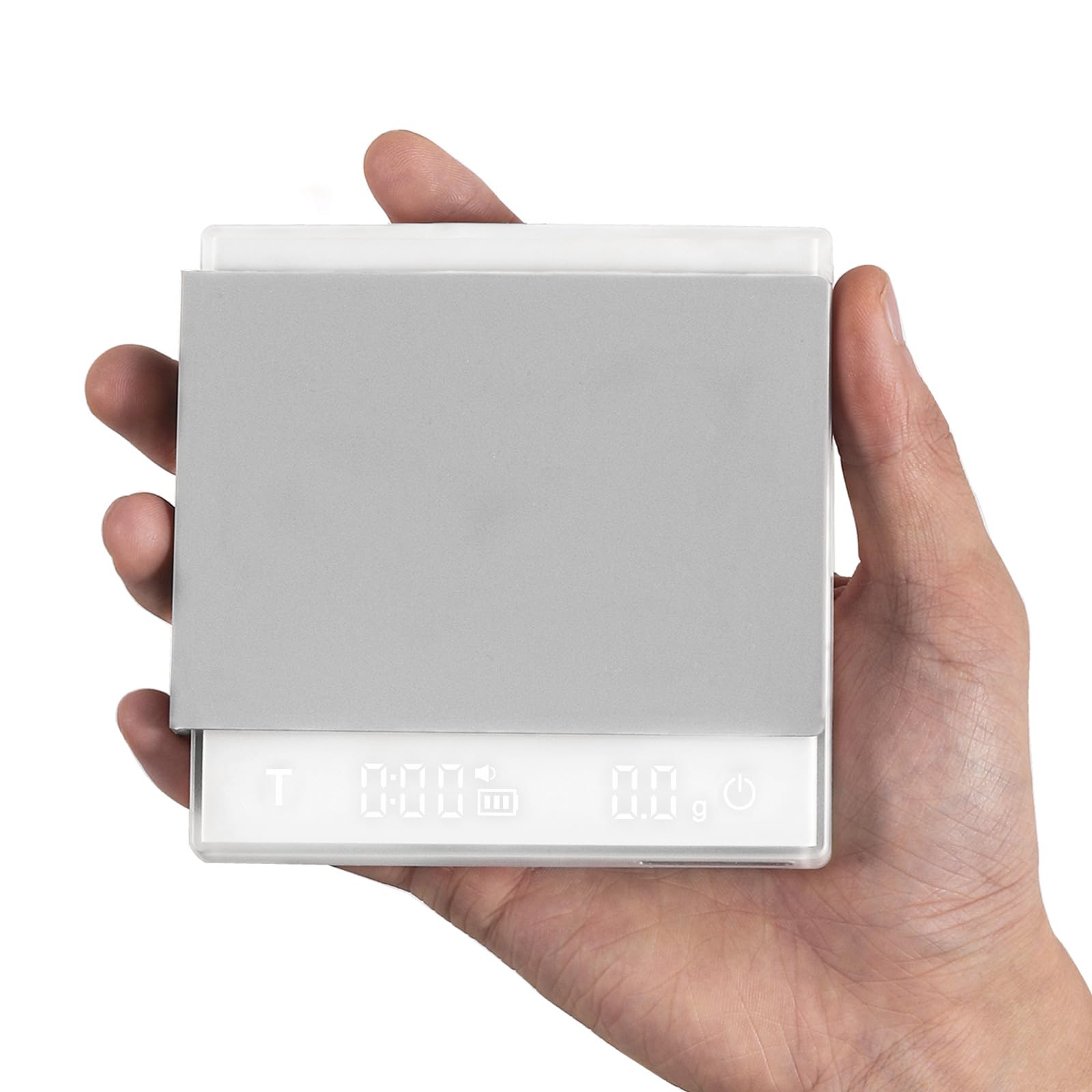MHW-3BOMBER Mini Kaffewaage mit Timer, Wiederaufladbare Espresso Waage mit Schwerkraftsensor, 2kg/0,1g Präzisionswaage für Espresso & Pour-Over Kaffee, Digitale Küchenwaage, Weiß ES6034W-OS