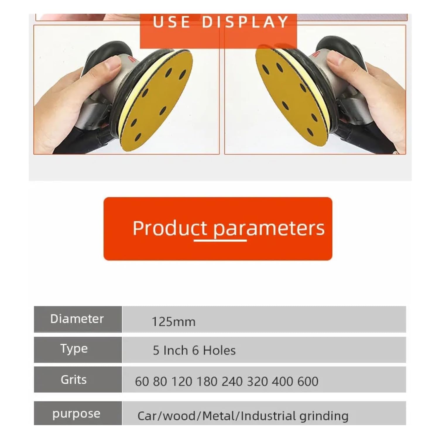 Sanding Discs Pad, 10pcs 5 Inch 125 Mm Round Six-Hole Disc Sand Plate Polishing Grinding Plate Flocking Sandpaper(320)