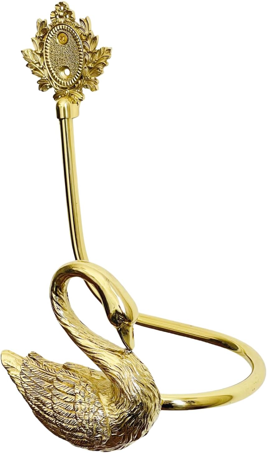 Decorative Bird Curtain Holdbacks, Solid Brass Gold Swan Vintage Wall Hooks, Heavy Duty Handmade, Set of 2 Farm Curtain Tieback for Living Room,Bedroom (Gold 1)