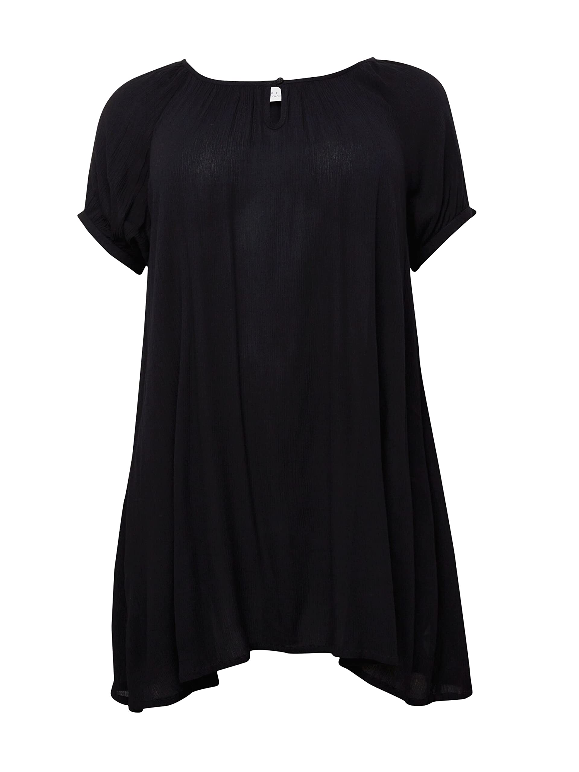Kaffe Curve Plus Size damskie Tunic krótkie rękawy z okrągłym dekoltem zrelaksowany krój, Głęboka czerń, 50/du?y rozmiar