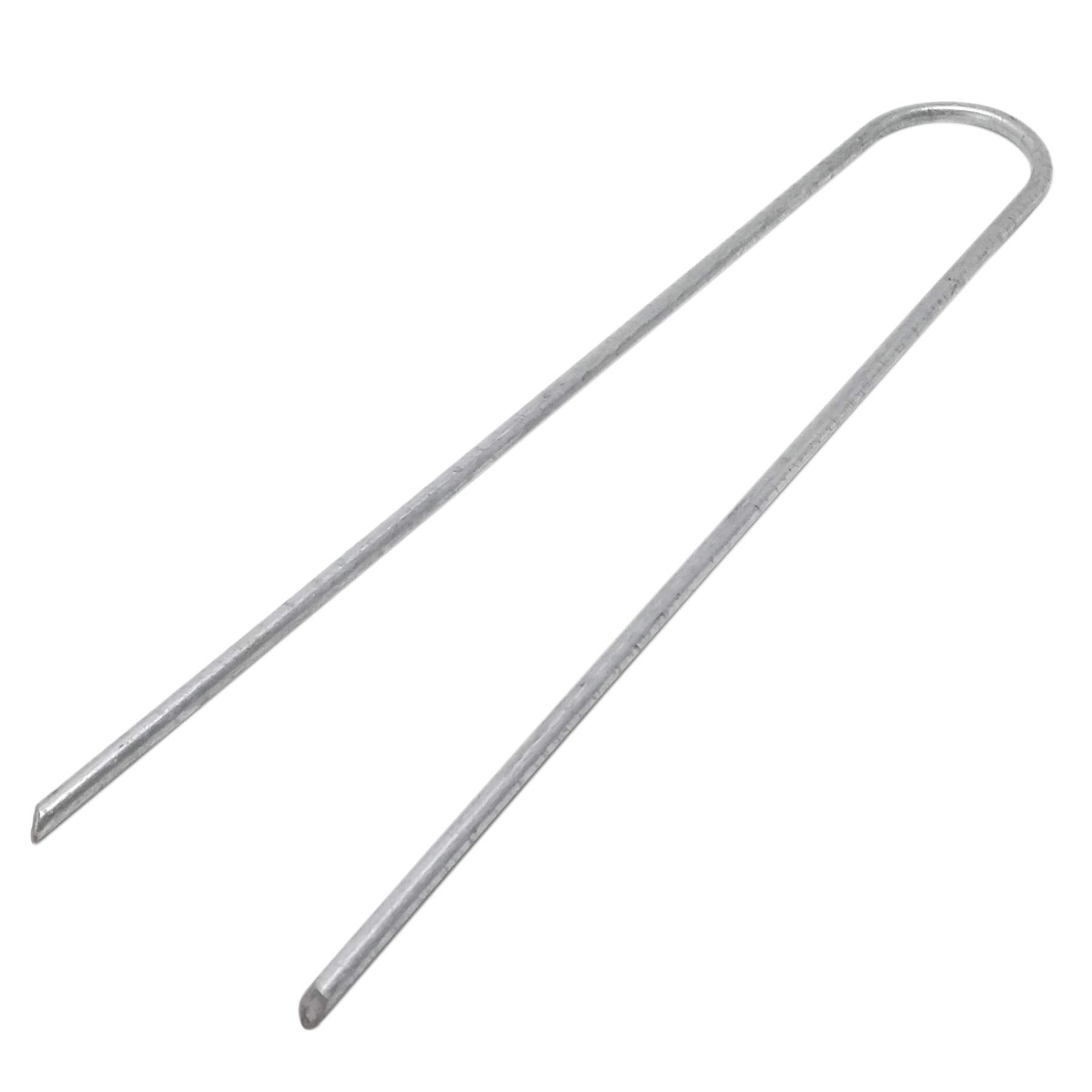 ToCi Lot de 100 piquets d'ancrage au sol 200 x 25 mm – Ancrage au sol galvanisé en fil d'acier de 3,8 mm – Piquets en U pour fixation de toile anti-mauvaises herbes, film, tuyaux et câbles – Ancrage