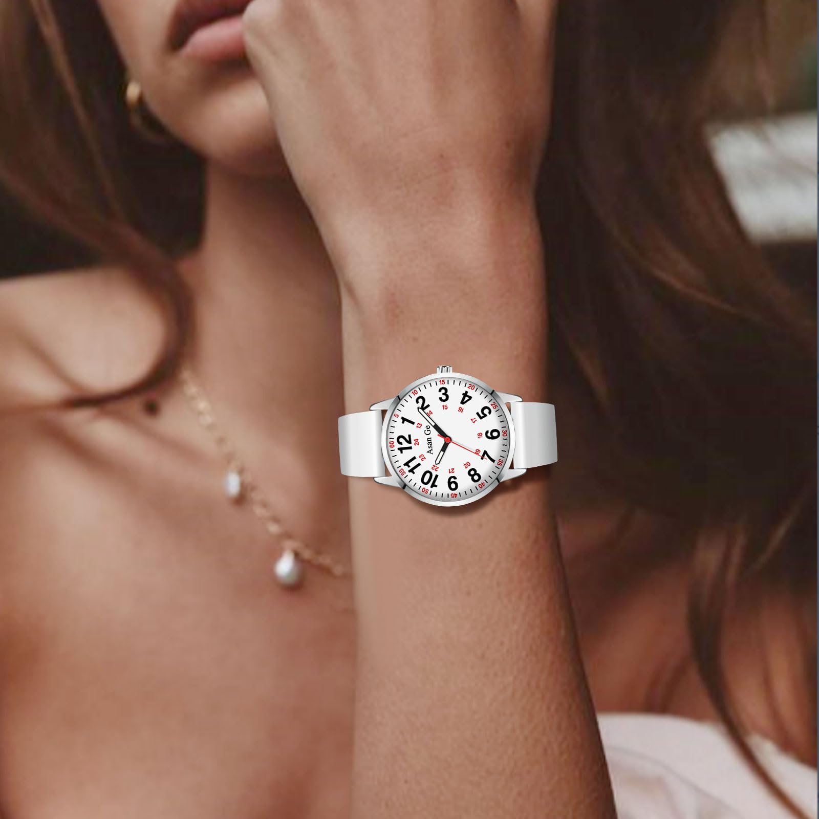 Asan Ge Nurse Watch for Nurse Medical Professionals Students Doctors Women Men Waterproof Watch 24 Hour Military Time Luminouse Easy to Read Dial with Second Hand