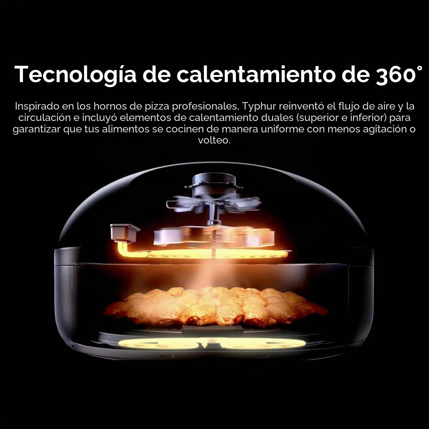 Typhur Dome 2 Freidora de Aire Inteligente, Grande, Calentamiento Superior e Inferior, Autolimpiante, Cesta Freidora Eléctrica LED Pantalla, Capacidad para Pizza de 12" o Bistecs, Silenciosa