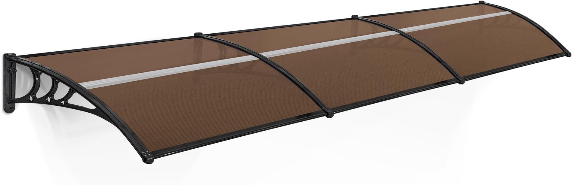 MCombo 38 inch x 116 inch Window Awning Outdoor Polycarbonate Door Shade Patio Cover Canopy, 6055-4012 (Brown Board + Black Bracket)