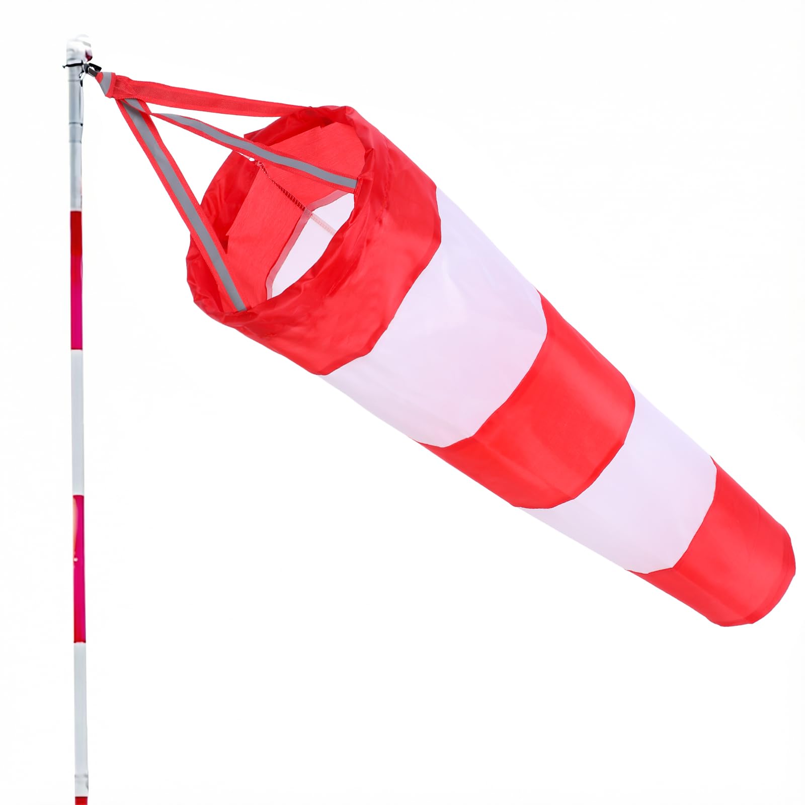 Wind Socks for Outside, 30 Inch Heavy Duty Wind Direction Indicators with Reflective Belt Waterproof Rip-Stop Hanging Windsock Flags for Outdoors Airport Farm Park Yard (Red and White)-picture-10