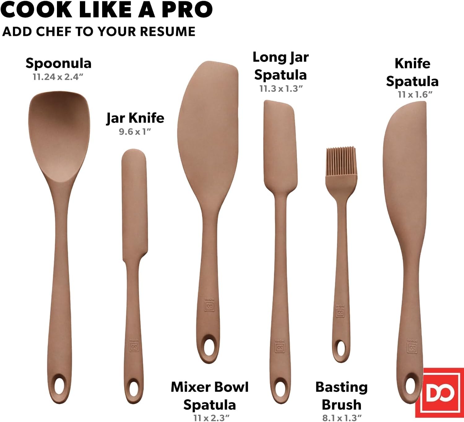 DI ORO 6-Piece Silicone Spatula Set - Rubber Kitchen Utensils for Baking, Cooking & Mixing - Heat-Resistant 600°F BPA Free Spatulas for Nonstick Cookware - Dishwasher Safe (Cinnamon)