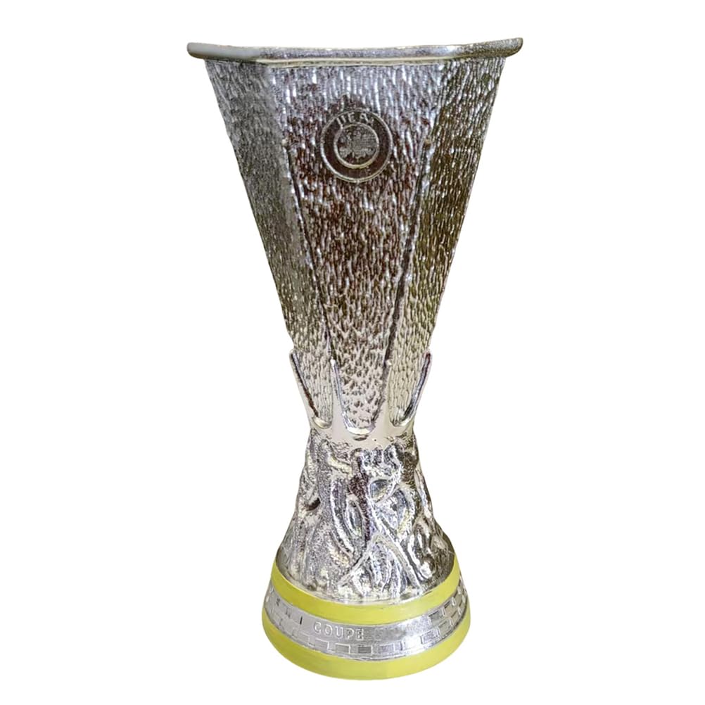 Yydstes One Color Europa Football League Winners Trophy Replica European Soccer Club Champions Trophies Office Home Decoration Display Ornaments Souvenir Gifts For Football Fans,16Cm