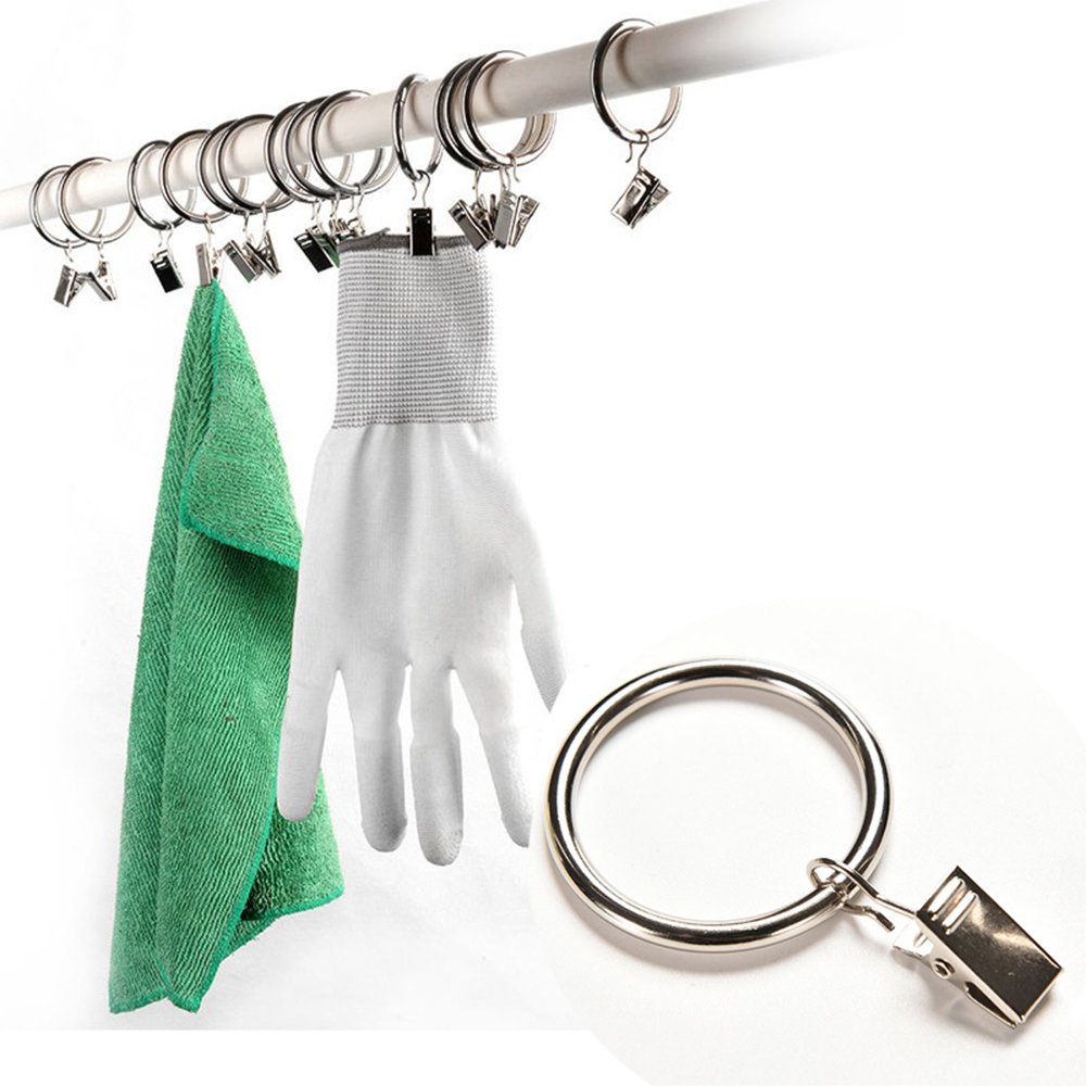12 Stück öffnbare Vorhangringe Mit Clips – 7,6 Cm Innendurchmesser, Metall, Blue Edelrost, Für Vorhangstangen