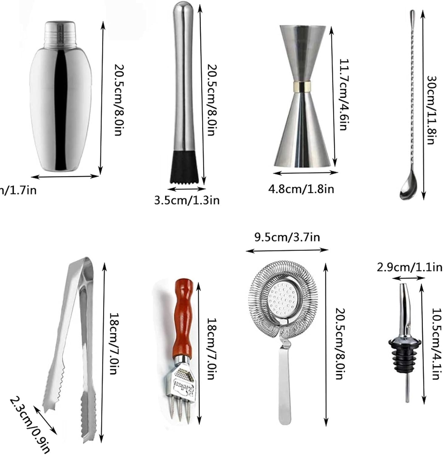 Kit Barman Shaker for Cocktail: Set di Attrezzi da Bar da 20 Pezzi con Kit Barman Elegante e Perfetto for la casa e Set Shaker for Cocktail Martini Shaker for Barman(D)
