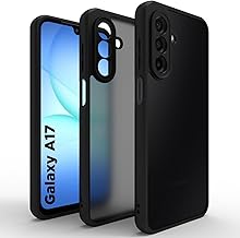 RIGGEAR Shockproof Sleek Hybrid Armor Back Cover Case for Samsung Galaxy A17 5G / M17 5G / F17 5G (Smoke Black Matte PC + Black TPU Bumper)
