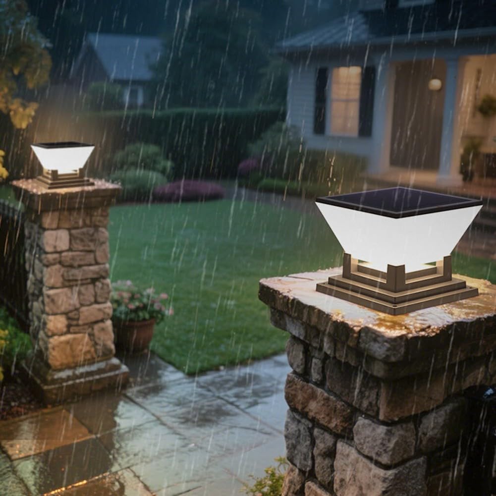 Lampada a LED solare IP65 per recinzioni da giardino dal tramonto all'alba, per pali da 7 x 7, 8 x 8, 9 x 9, 10 x 10 cm, colore nero
