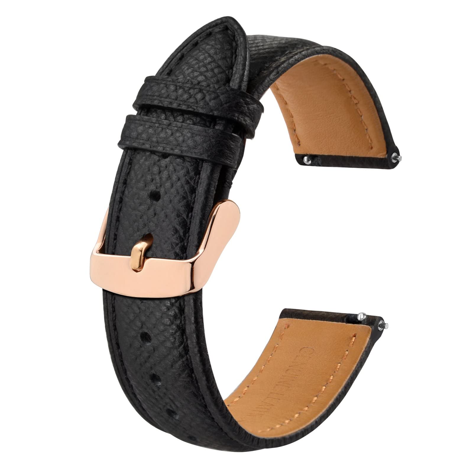 BISONSTRAPWatch Straps with Quick Release, Texture Leather Watchbands for Men Women, 18mm 20mm 22mm