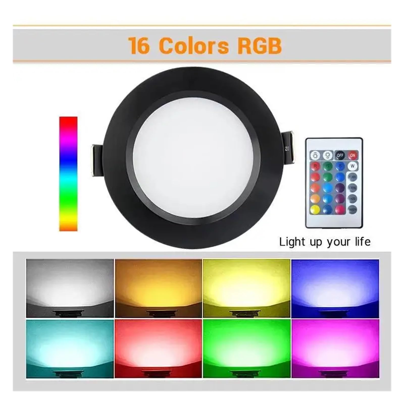 eufeifeiegds 9W RGB-LED-Einbauleuchte mit Fernbedienung, dimmbar, wasserdicht, 220V, for Deckenmontage(WHITE,CHANGEABLE_12W)