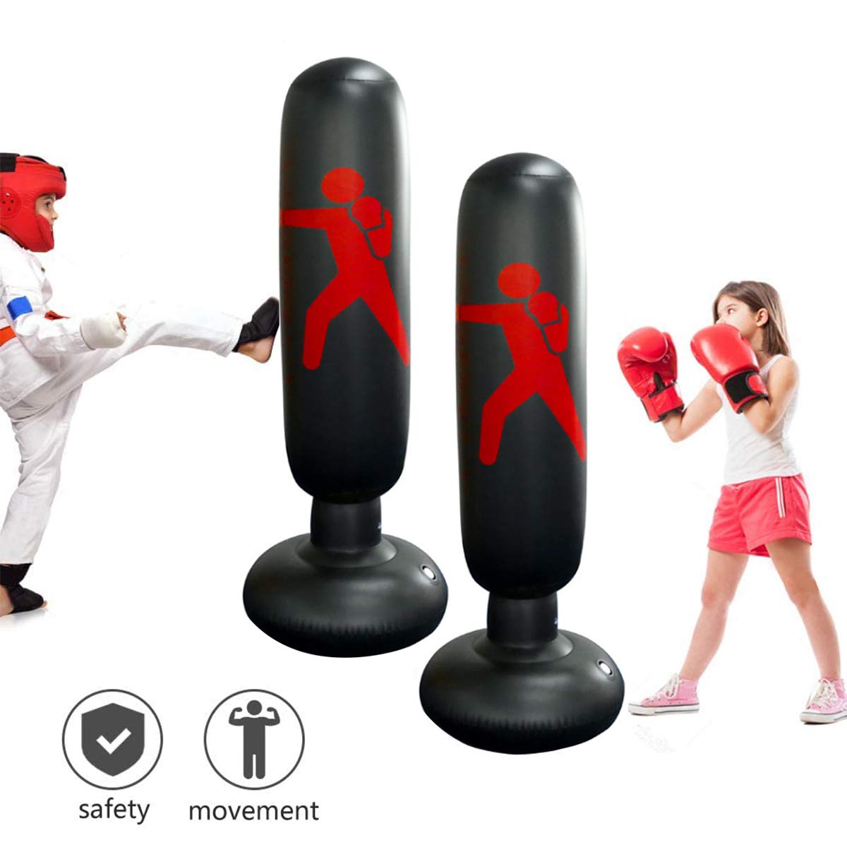 sacco da boxe bambini 160 cm sacco da boxe da terra per bambini Sacco da sabbia per colonna gonfiabile da appoggio gonfiabile Sacco da kickboxing per allenamento con pompa ad aria a pedale