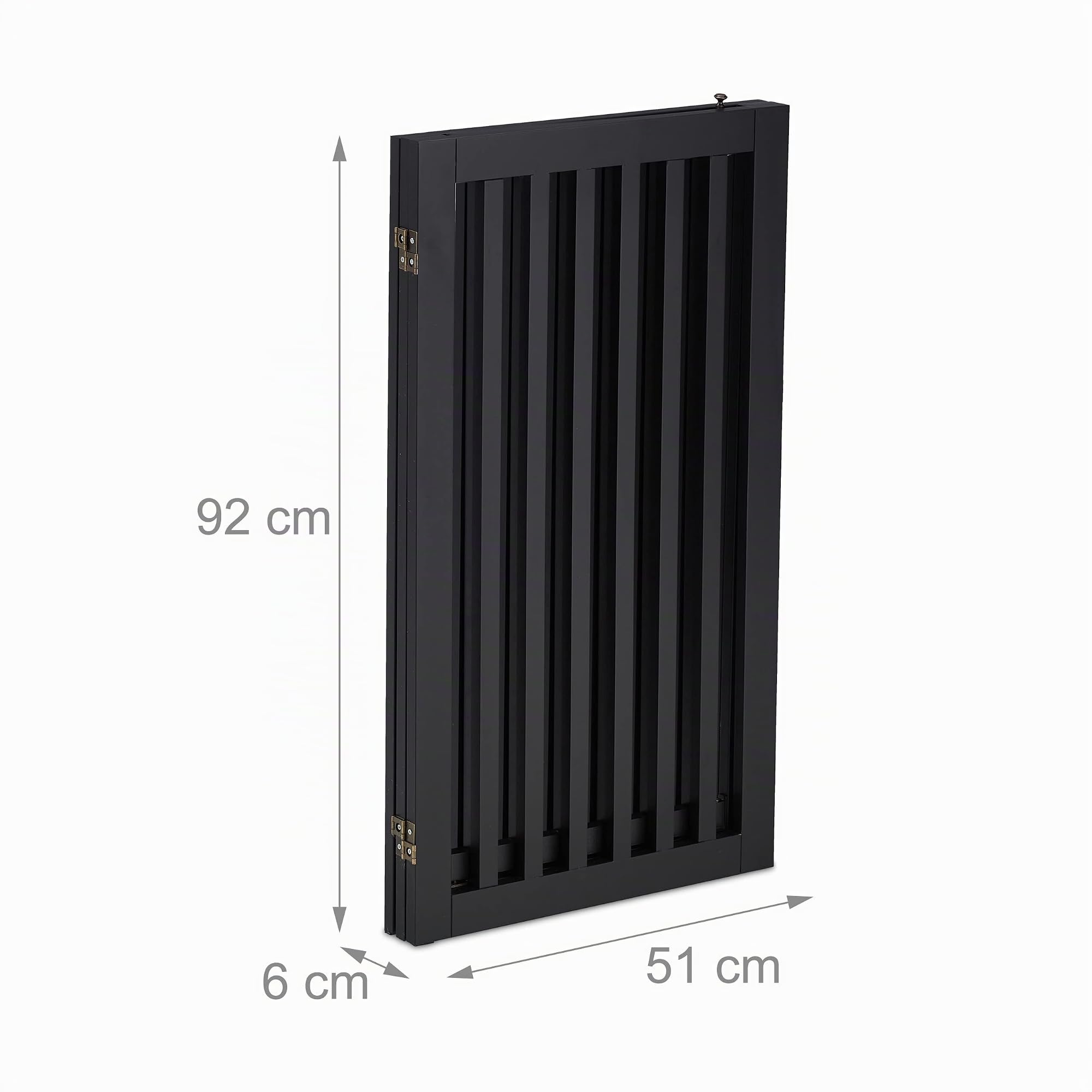 Relaxdays Barrera Seguridad Niños, Valla Protectora con Puerta, para Escaleras, 92x154cm, Plegable, sin Taladrar, Negro