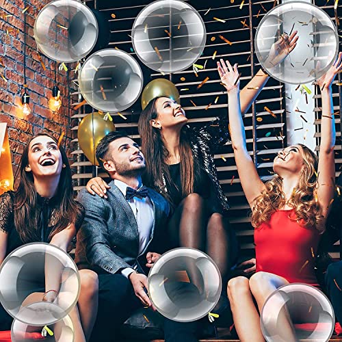 Image of Pack Of 10 Transparent Rubber Bubble Balloons 20 Inches, Crystal Clear Bobo Balloon For Led Light Up Balloons Helium Style, Decoration For Christmas, Wedding, Anniversary, Birthday