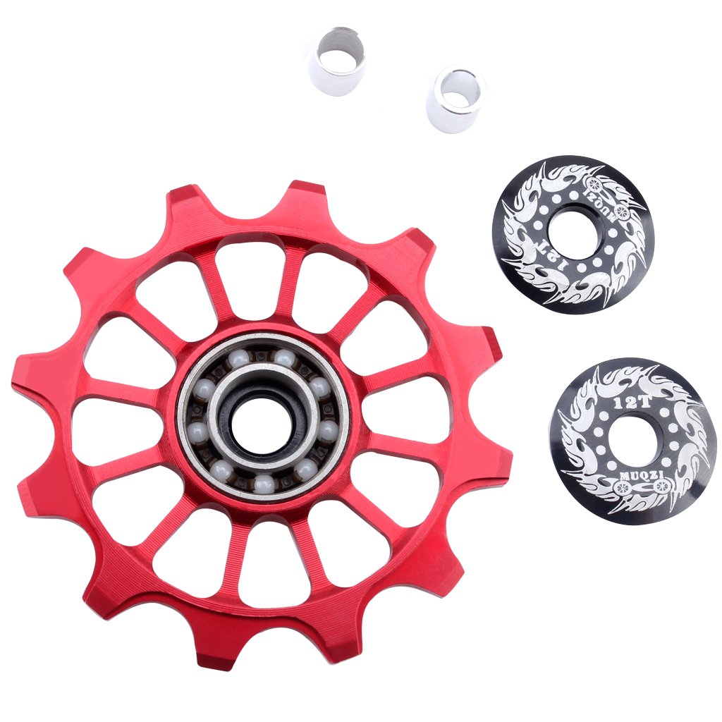 Bike Jockey Wheel Bicycle Rear Derailleur Ceramic Guide Pulley 12T Red