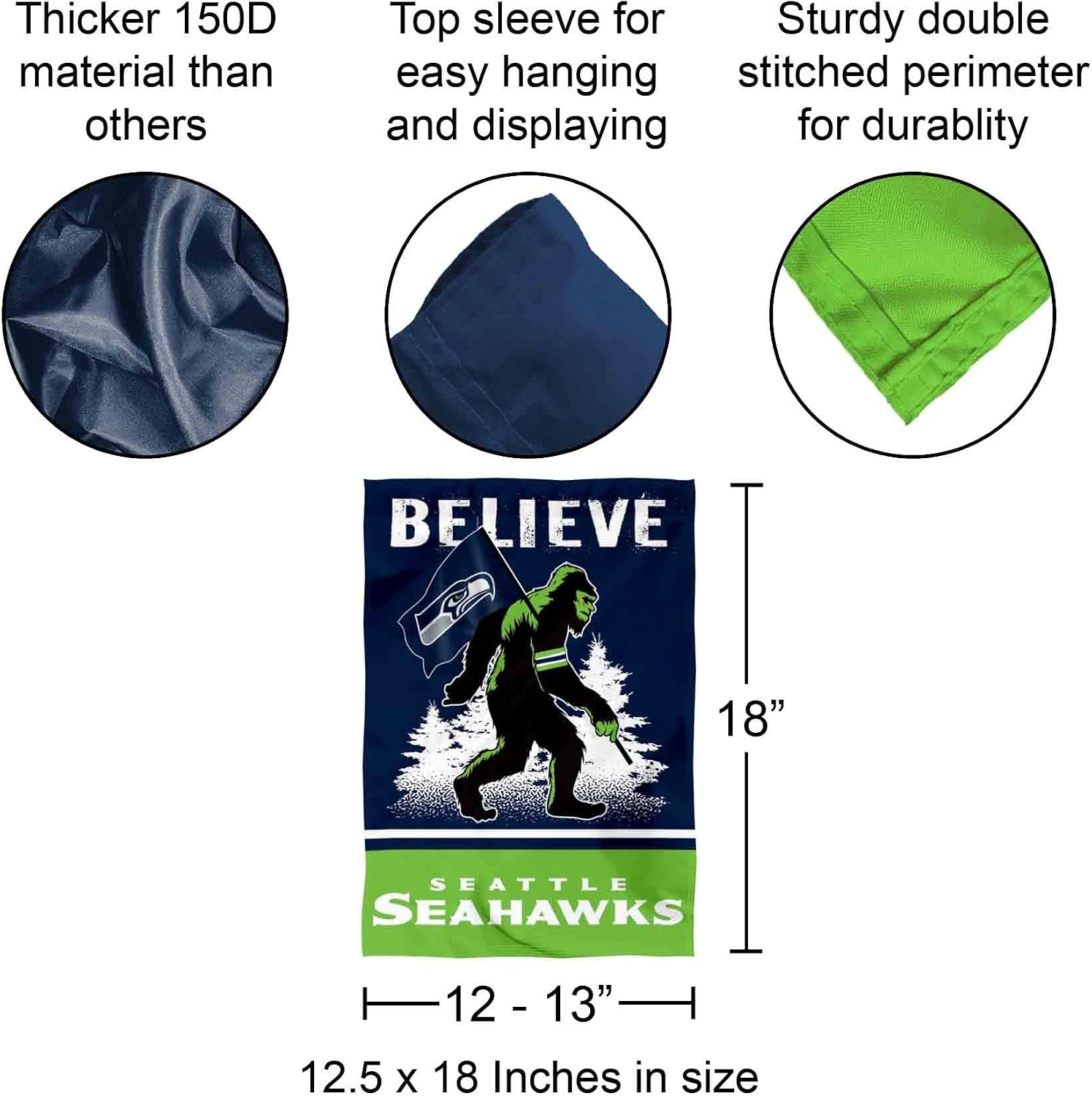 Seattle Seahawks Bigfoot Sasquatch Believe Yard Garden Banner Flag