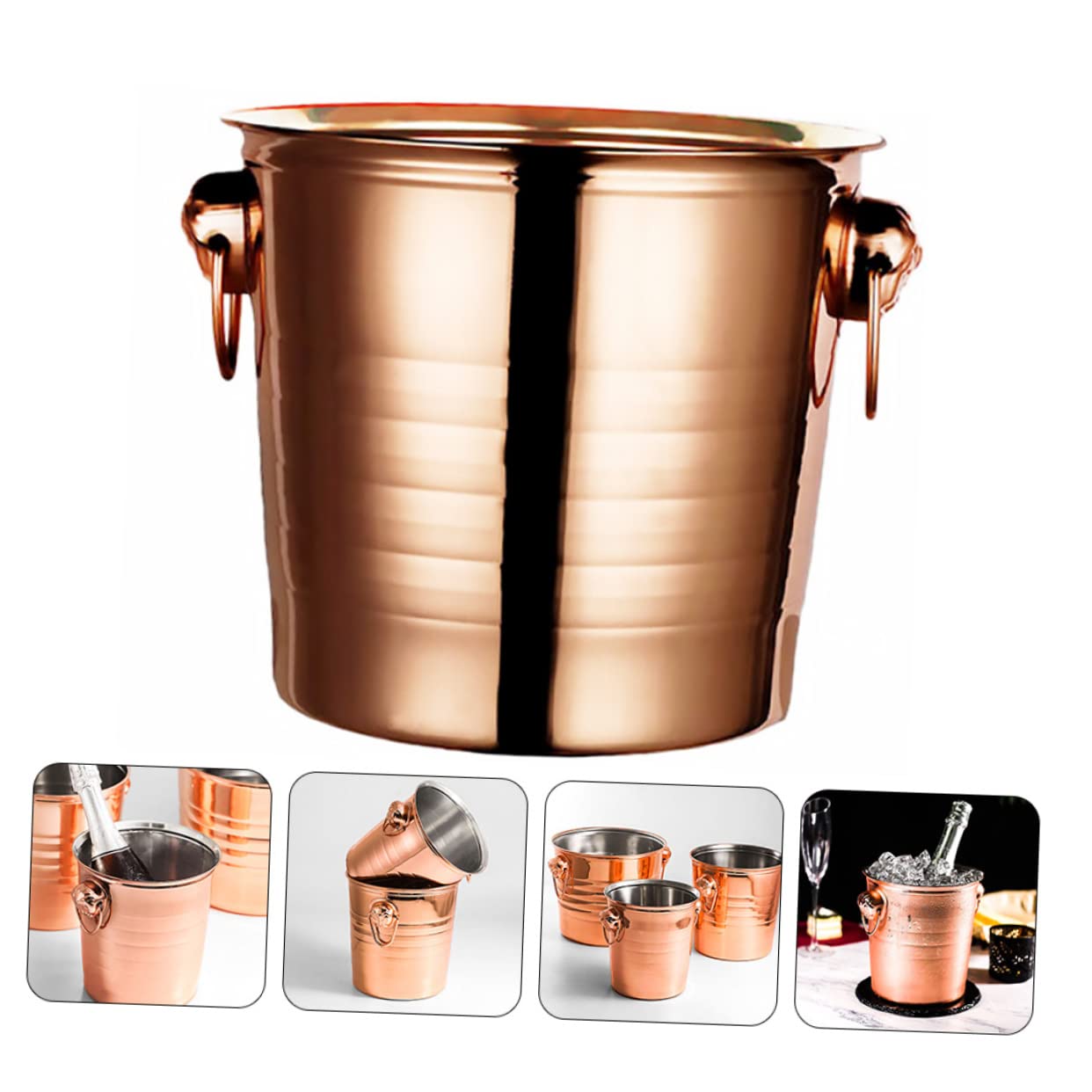 SECFOU Cubo de Hielo Portátil y Cubeta de Hielo de Acero Inoxidable Aislamiento Térmico Resistente a Rayaduras y Desgaste Diseño Moderno y Elegante para Enfriar Vino Cerveza o Cócteles