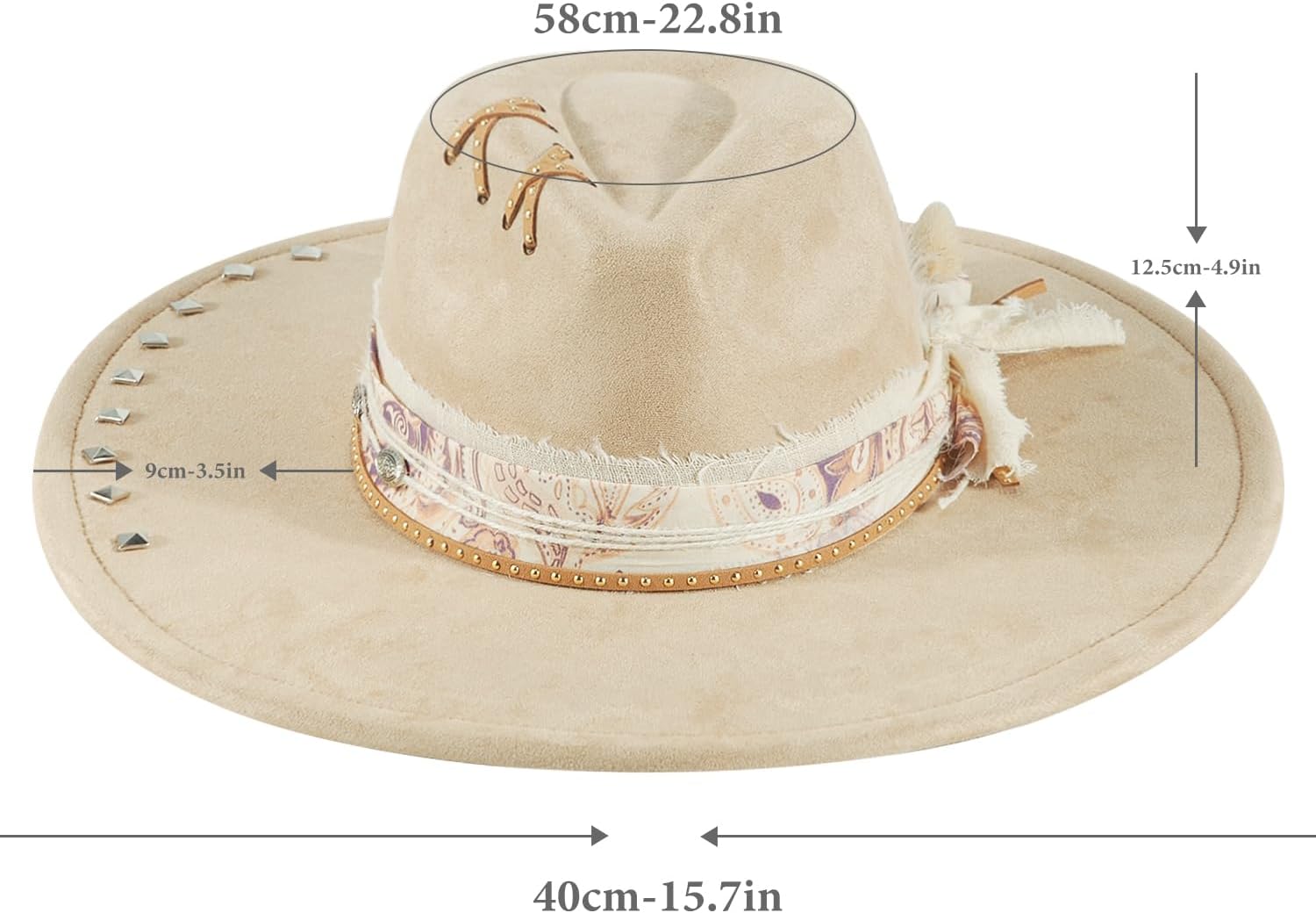 Wide Brim Fedora Hat for Men Women Retro Western Felt Hats
