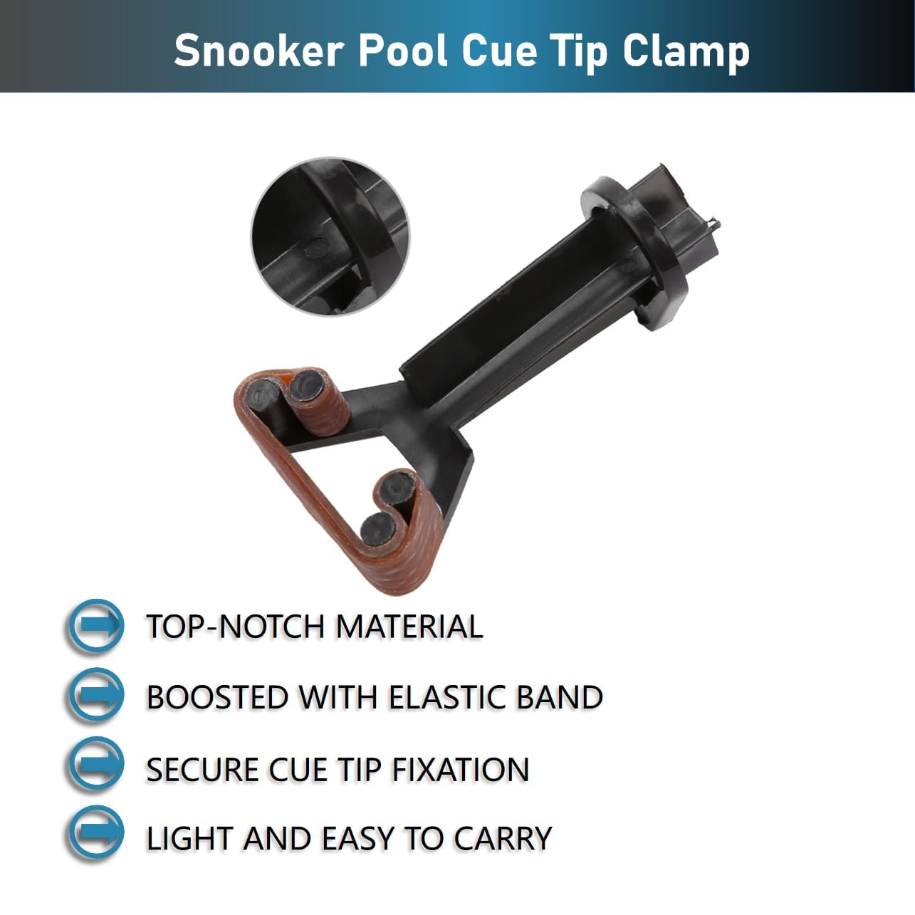 Snooker Pool Cue Tip Clamp 9 Balls Y Shaped Billiards Pool Cue Tip Clip Billiard Accessories Cue Tip Clamp Elastic Rubber Fastener Repair Tool