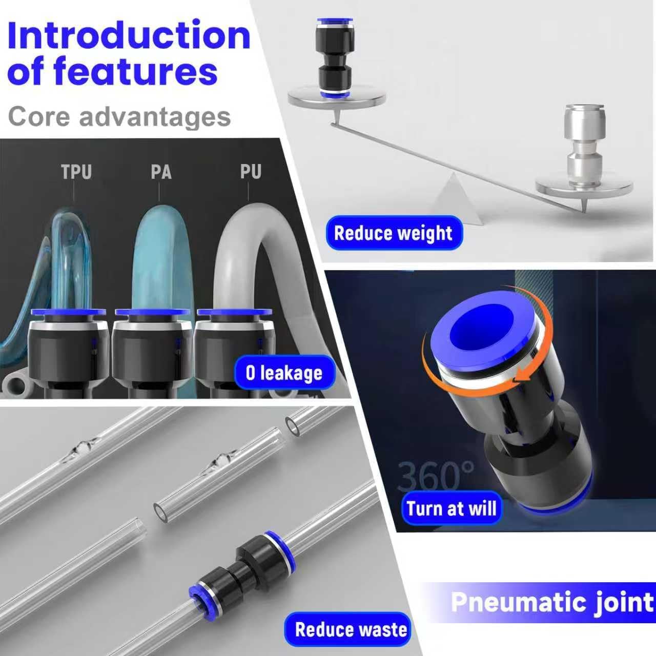 30-PACK 5/32" OD x 1/4" OD Straight Push to Connect Fittings,Reducer Union/Coupler PG5/32-1/4 Pneumatic Quick Connect Air Line Push Lock Hose Fittings