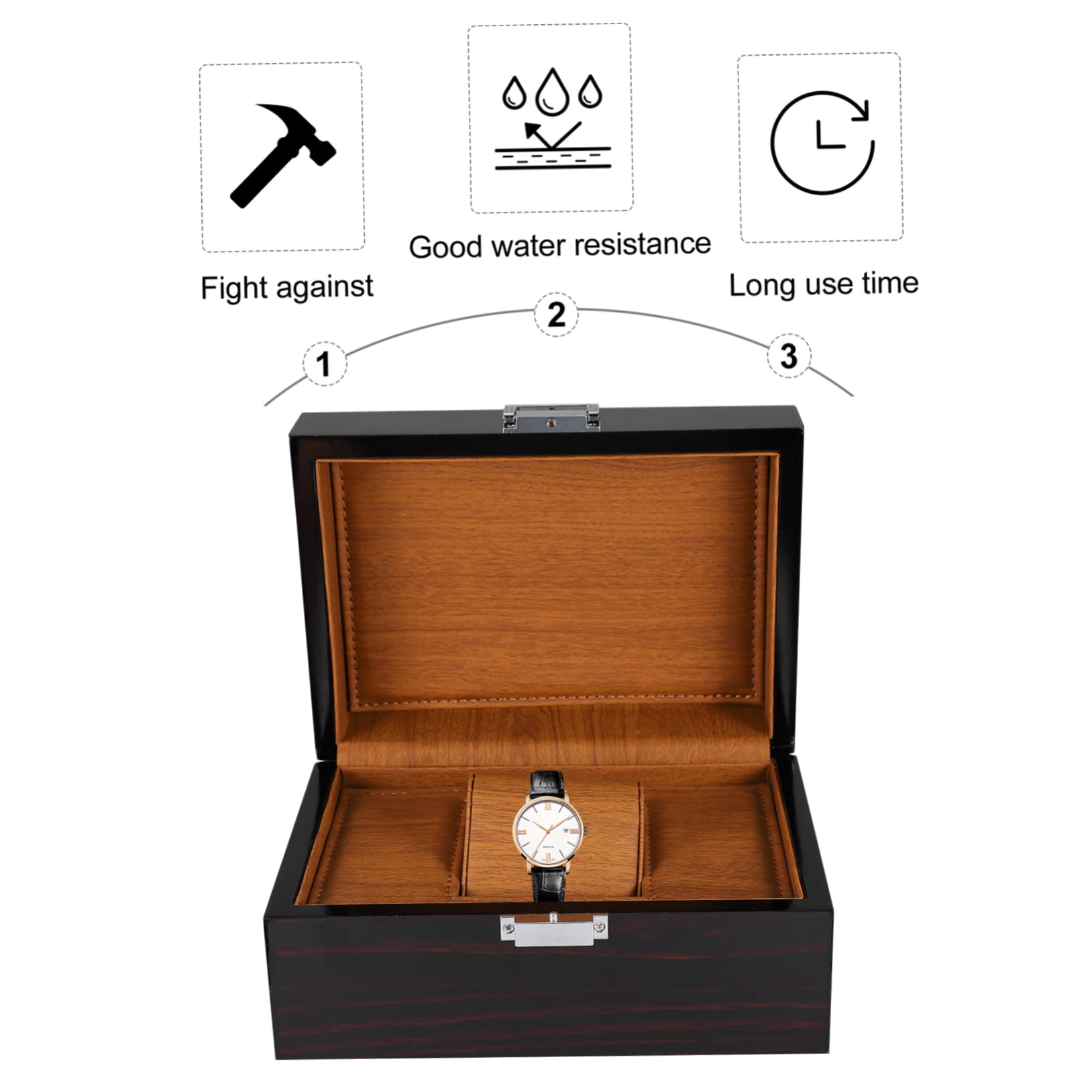 Healvian Estuche Organizador de Relojes Mini de Madera Negro