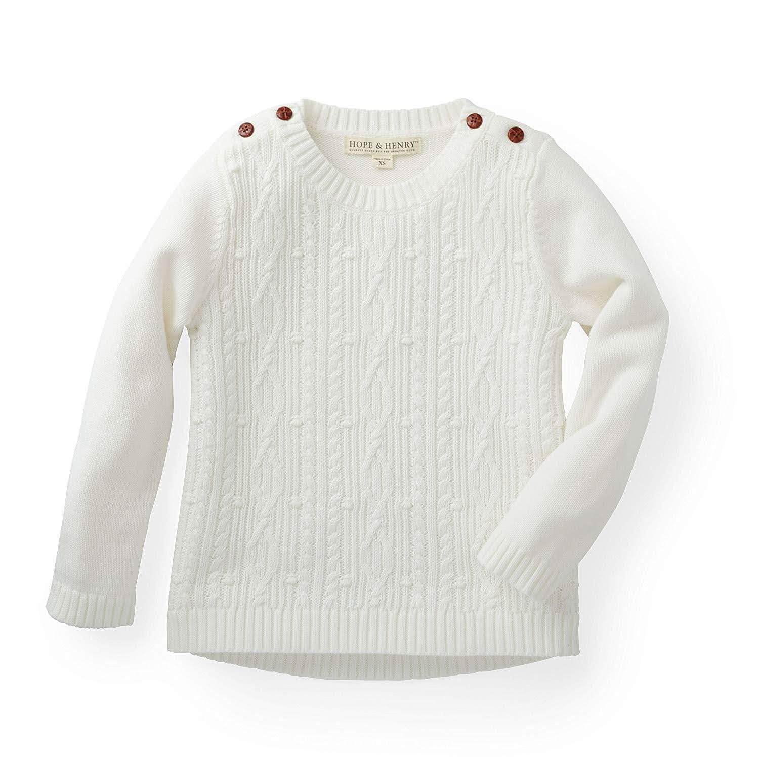 Hope &amp; Henry Girls Cable Front Pullover Sweater