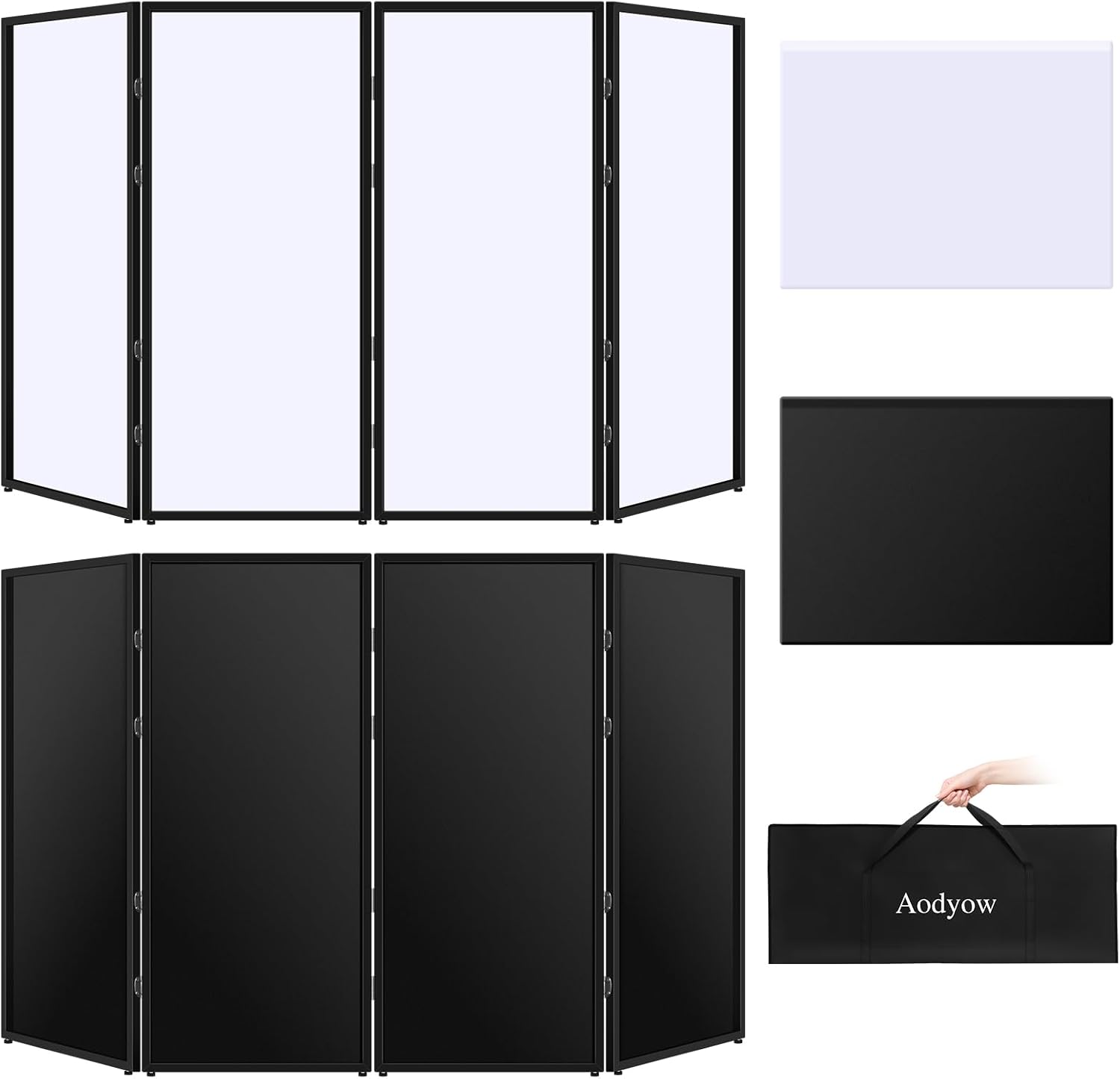 DJ Facade Booth Portable Event Cover Screen-Foldable 4 Detachable Metal Frame Light Projector Display Scrim Panel Stand with Carry Bag for Show