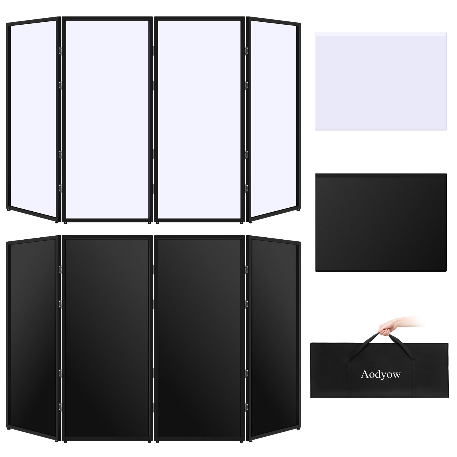 Photo 1 of ***MISSING PARTS*** Aodyow DJ Facade Booth Portable Event Cover Screen-Foldable 4 Detachable Metal Frame Light Projector Display Scrim Panel Stand with Carry Bag for Show,Party,Gathering,DJ Stand(White and Black)